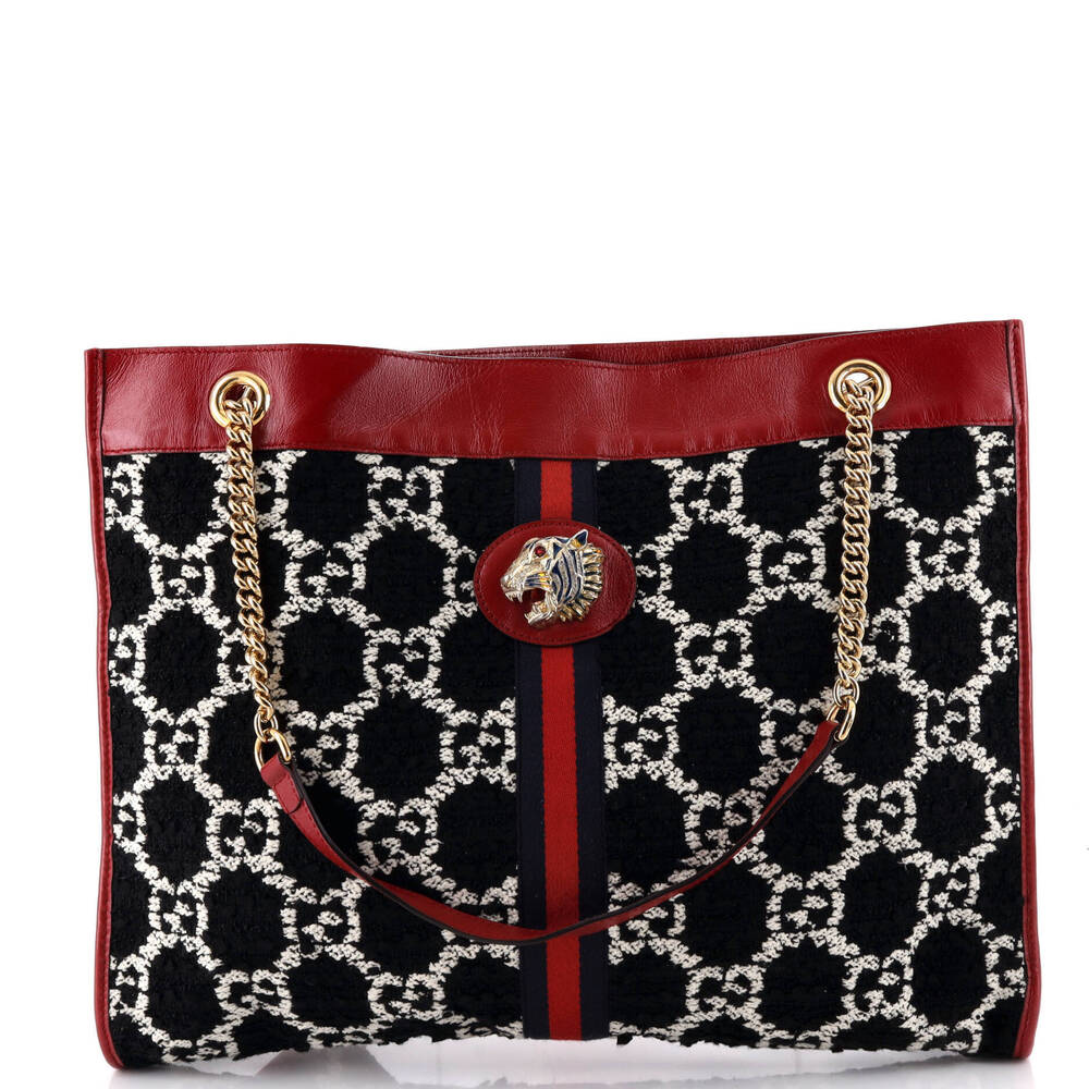 Gucci Large Rajah Chain Tote GG Tweed